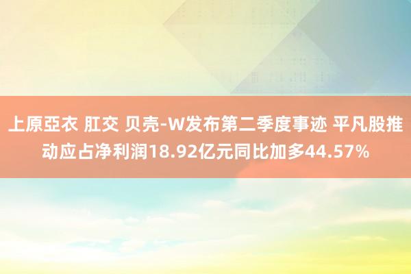 上原亞衣 肛交 贝壳-W发布第二季度事迹 平凡股推动应占净利润18.92亿元同比加多44.57%
