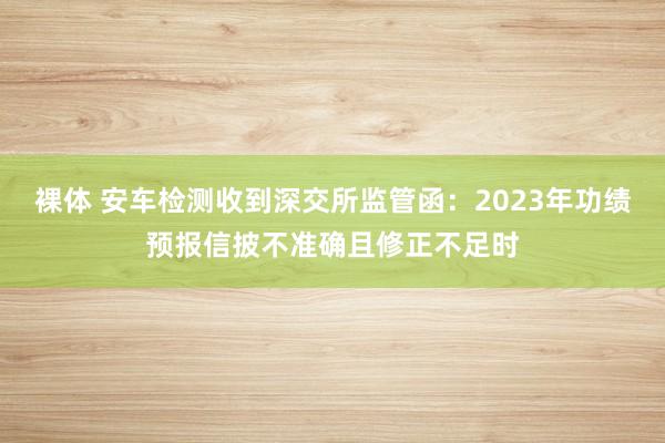 裸体 安车检测收到深交所监管函：2023年功绩预报信披不准确且修正不足时